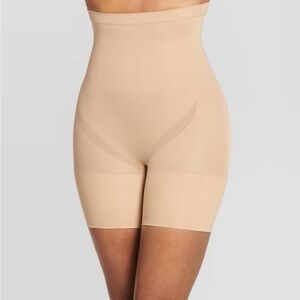 Jockey Generation High Waist Tummy Control Mid-Thigh Shapewear Shorts in Beige